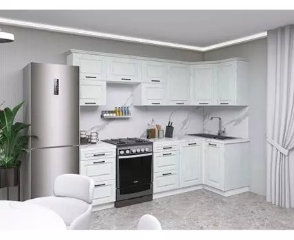 Кухонный гарнитур Грейвуд 260х100 см (214,4, 100, Угловые, Белый, 260)