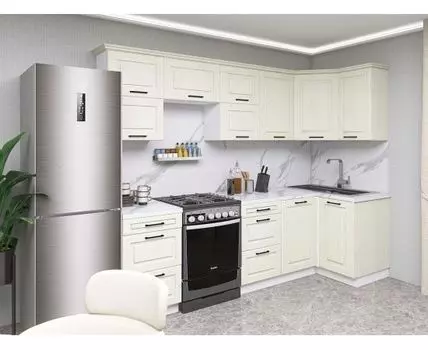 Кухонный гарнитур Грейвуд 260х100 см (214,4, 100, Угловые, Белый, 260)