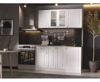 Кухонный гарнитур Хозяюшка 150 см (207, 60, Прямые, Белый, 150)