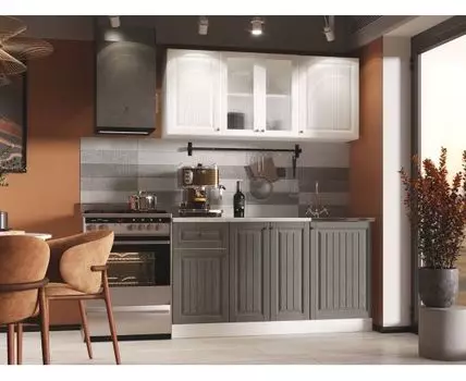 Кухонный гарнитур Хозяюшка 150 см (207, 60, Прямые, Белый, 150)