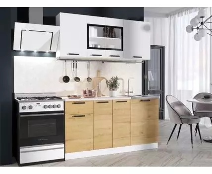 Кухонный гарнитур Хозяюшка 150 см (207, 60, Прямые, Белый, 150)