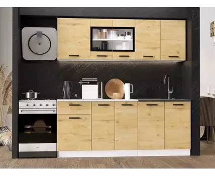 Кухонный гарнитур Хозяюшка 180 см (207, 60, Прямые, Светлое дерево, 180)