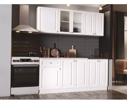 Кухонный гарнитур Хозяюшка 180 см (207, 60, Прямые, Белый, 180)