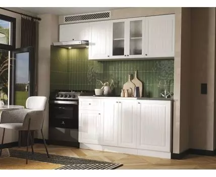 Кухонный гарнитур Хозяюшка 210 см (207, 60, Прямые, Белый, 210)