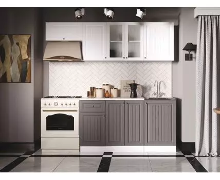 Кухонный гарнитур Хозяюшка 210 см (207, 60, Прямые, Белый, 210)