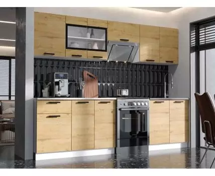 Кухонный гарнитур Хозяюшка 240 см (207, 60, Прямые, Светлое дерево, 240)