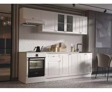 Кухонный гарнитур Хозяюшка 240 см (207, 60, Прямые, Белый, 240)