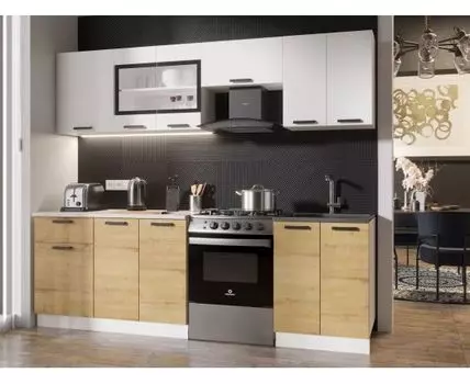 Кухонный гарнитур Хозяюшка 240 см (207, 60, Прямые, Белый, 240)