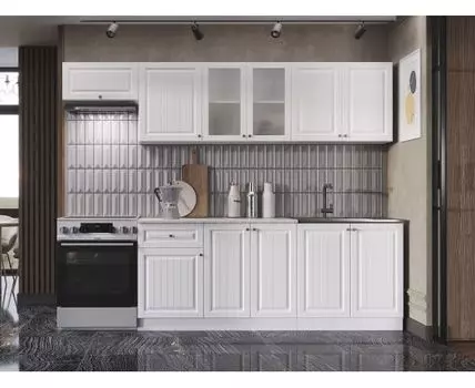 Кухонный гарнитур Хозяюшка 260 см (207, 60, Прямые, Белый, 260)