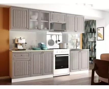 Кухонный гарнитур Хозяюшка 260 см (207, 60, Прямые, Серый, 260)