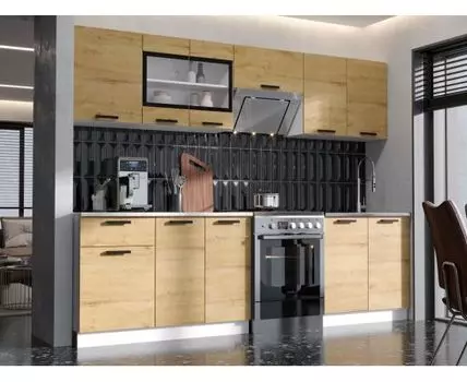 Кухонный гарнитур Хозяюшка 260 см (207, 60, Прямые, Светлое дерево, 260)