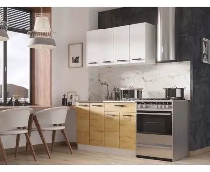 Кухонный гарнитур Хозяюшка Миди (207, 60, Прямые, Белый, 120/180)