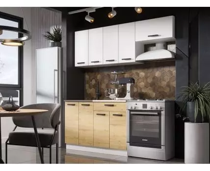 Кухонный гарнитур Хозяюшка Миди (207, 60, Прямые, Белый, 120/180)