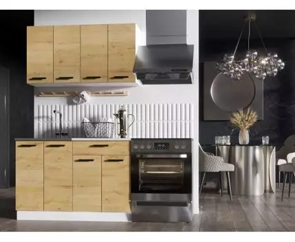 Кухонный гарнитур Хозяюшка Миди (207, 60, Прямые, Светлое дерево, 120/180)