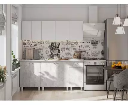 Кухонный гарнитур Кайган 180 см (214, 60, Прямые, Белый, 180)