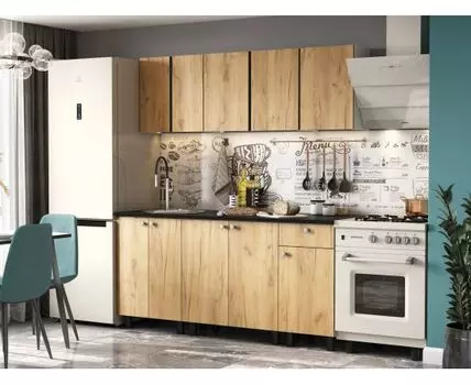 Кухонный гарнитур Кайган 180 см (214, 60, Прямые, Светлое дерево, 180)