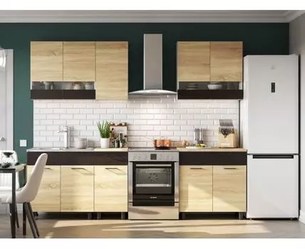 Кухонный гарнитур Кайган 200 см (214, 60, Прямые, Черный, 200)