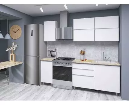 Кухонный гарнитур Киото (214, 60, Прямые, Белый, 200 см)