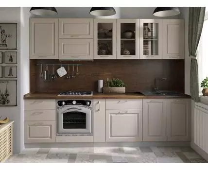 Кухонный гарнитур Классик 270 см (210, 47,6, С антресольными шкафами, Прямые, Бежевый, 270)