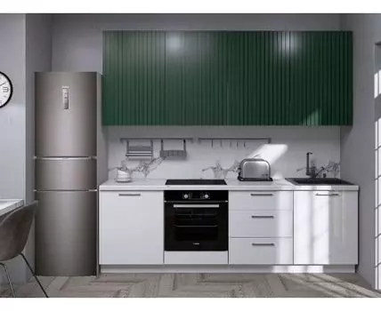 Кухонный гарнитур Комби 240 см (214,4, 50,6, Прямые, Белый, 240)