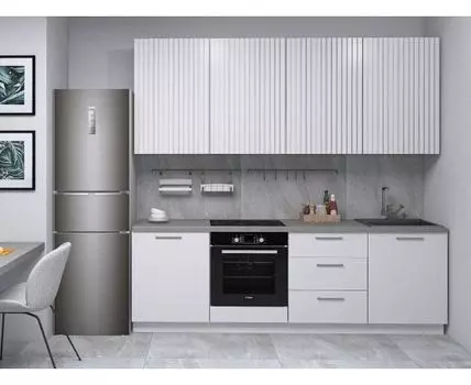 Кухонный гарнитур Комби 240 см (214,4, 50,6, Прямые, Белый, 240)