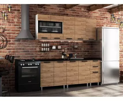 Кухонный гарнитур Крафт 200 см (214, 60, Прямые, Черный, 200)