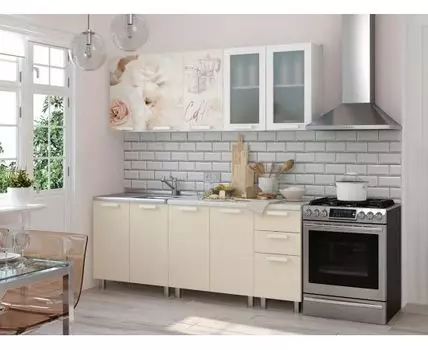 Кухонный гарнитур Латте 200 см (214, 60, Прямые, Бежевый, 200)