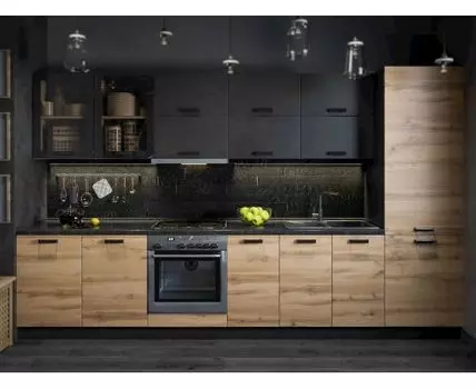 Кухонный гарнитур Лофт 340 см (209,6, 61,6, Прямые, Серый, 340)