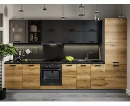 Кухонный гарнитур Лофт 340 см (209,6, 61,6, Прямые, Серый, 340)