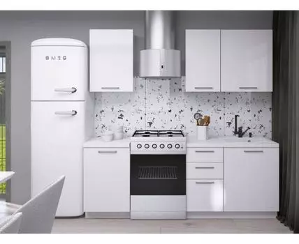 Кухонный гарнитур Модерн 150 см (214,4, 50,6, Прямые, Белый, 150)