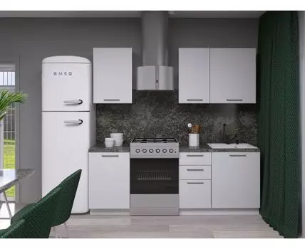 Кухонный гарнитур Модерн 150 см (214,4, 50,6, Прямые, Белый, 150)