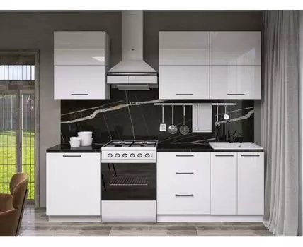 Кухонный гарнитур Модерн 180 см (214,4, 50,6, Прямые, Белый, 180)