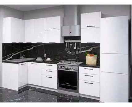 Кухонный гарнитур Модерн 210 х 100 см (214,4, 100, Угловые, Белый, 209,6)