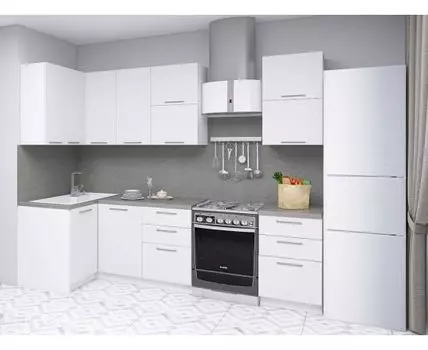 Кухонный гарнитур Модерн 210 х 100 см (214,4, 100, Угловые, Белый, 209,6)