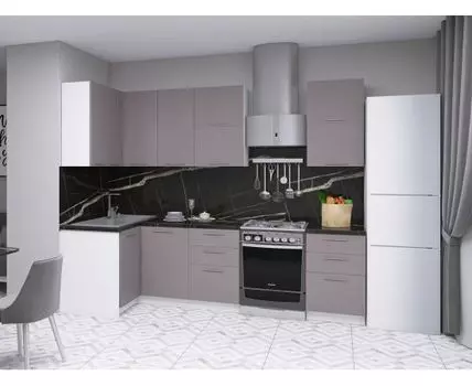 Кухонный гарнитур Модерн 210 х 100 см (214,4, 100, Угловые, Белый, 209,6)