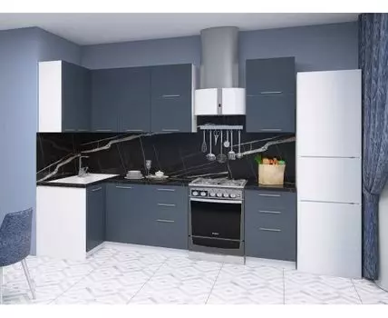 Кухонный гарнитур Модерн 210 х 100 см (214,4, 100, Угловые, Белый, 209,6)