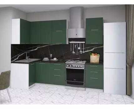 Кухонный гарнитур Модерн 210 х 100 см (214,4, 100, Угловые, Белый, 209,6)