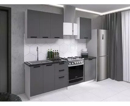 Кухонный гарнитур Модус 150 см (214,4, 50,6, Прямые, Серый, 150)