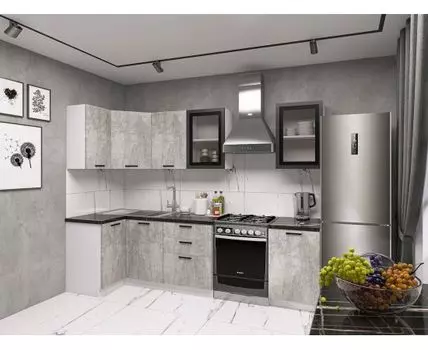 Кухонный гарнитур Модус 210х100 см (214,4, 100, Угловые, Серый, 210)