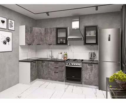 Кухонный гарнитур Модус 210х100 см (214,4, 100, Угловые, Серый, 210)