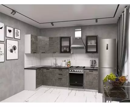 Кухонный гарнитур Модус 210х100 см (214,4, 100, Угловые, Серый, 210)