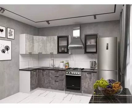 Кухонный гарнитур Модус 210х100 см (214,4, 100, Угловые, Серый, 210)