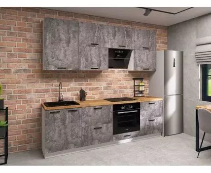 Кухонный гарнитур Модус 240 см (233,6, 53,8, Прямые, Серый, 240)