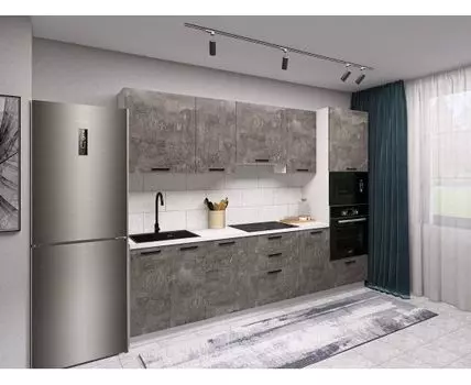 Кухонный гарнитур Модус 260 см (214,4, 56,2, Прямые, Серый, 260)