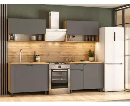 Кухонный гарнитур Монако 200 см (204,6, 60, Прямые, Черный, 200)