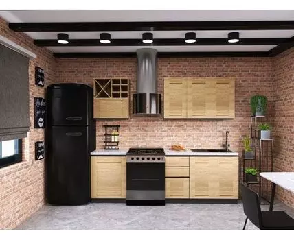 Кухонный гарнитур Сити 240 см (217, 47 / 59, Без шкафа под вытяжку и стола под плиту, Прямые, Светлое дерево, 240)