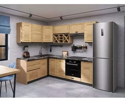 Кухонный гарнитур Сити 240х160 см (217, 160, Угловые, Светлое дерево, 240)