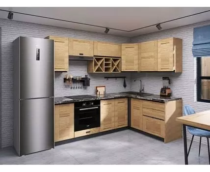 Кухонный гарнитур Сити 240х160 см (217, 160, Угловые, Светлое дерево, 240)