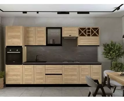 Кухонный гарнитур Сити 340 см (217, 59, Прямые, Светлое дерево, 340)