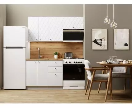 Кухонный гарнитур Скарлет 160 см (210, 47,6, С антресольным шкафом, Прямые, Белый, 160)